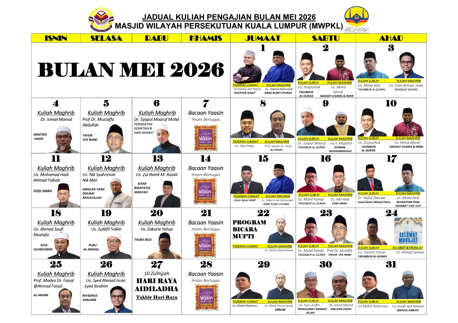jadual kuliah maghrib april 2026